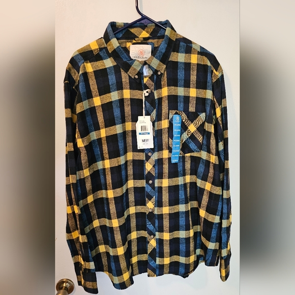Cloudveil Mens XXL Blue Plaid Flannel Long Sleeve Button Down Shirt NWT - Picture 1 of 7